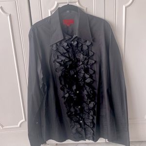 Hugo by Hugo Boss ruffles black shirt MEN